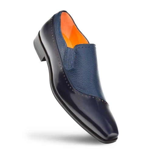 Mezlan Blue Deerskin and Calf leather Slip-on for men