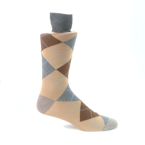 Mehrfarbig bedruckte Talia-Socken für Herren in Grau und Beige