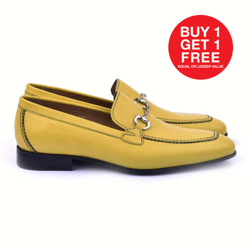 Corrente Grain Leather Yellow Horse Bit Loafers for Men