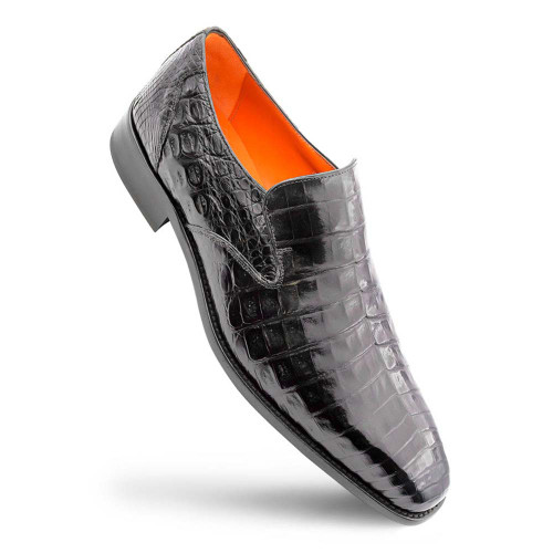 Mezlan Genuine Crocodile Skin Slip-on  Shoe For Men in Black