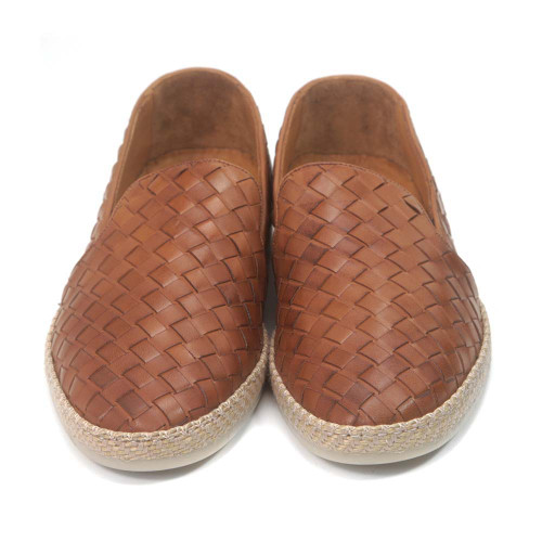 Sigotto Uomo Nova Tan Analin Woven Leather Loafer with Rubber Sole Sigotto Uomo Nova Tan Analin Woven Leather Loafer with Rubber Sole