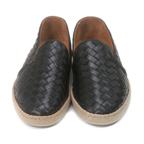 Sigotto Uomo Black Analin Woven Leather Loafer with Rubber Sole Sigotto Uomo Black Analin Woven Leather Loafer with Rubber Sole