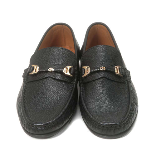 Sigotto Uomo Black Grain Leather Slip-on with Leather Sole Sigotto Uomo Black Grain Leather Slip-on with Leather Sole