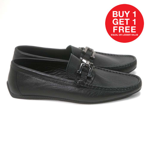 Sigotto Uomo Black Leather Slip-on Loafer