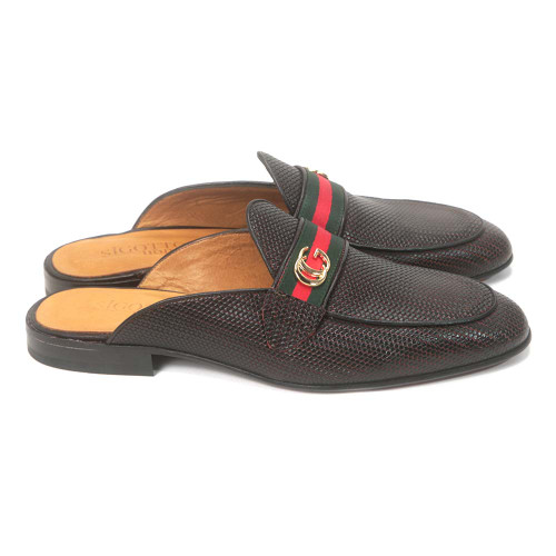 Sigotto Uomo brown leather side cut slip-on shoe, side profile view