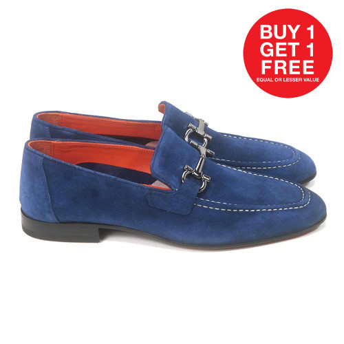 Sigotto Uomo Ocean Blue Suede Bit Leather Sole Loafer