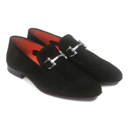 Sigotto Uomo Black Suede Bit Leather Sole Loafer
