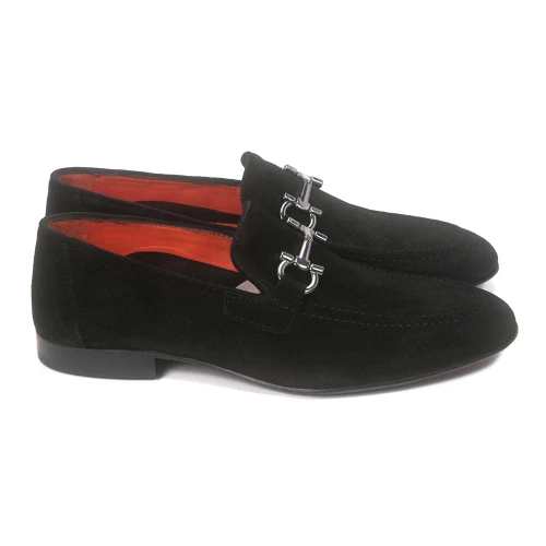 Sigotto Uomo Black Suede Bit Leather Sole Loafer