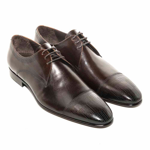 Golden Pass Chaussures Oxford à bout droit et semelle en cuir marron pour hommes