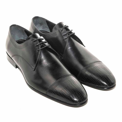 Golden Pass Black Cap Toe Calfskin Leather Oxford Handmade European Leather Sole Formal Lace-Up Dress Shoes for Men