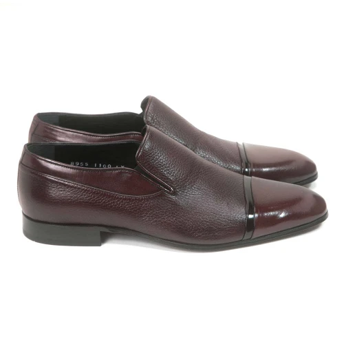Golden Pass brown calf leather double gore dress shoe, side profile view