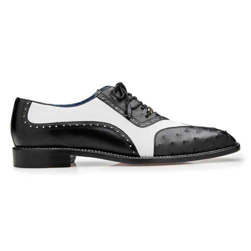 Belvedere Sesto Men's Oxfords Black/White Genuine Ostrich Shoes