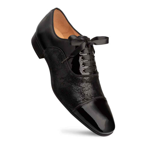 MEZLAN Men's Black Patent Leather & Suede Oxford Shoes