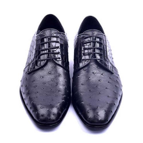 CORRENTE Genuine Ostrich Black Oxford Shoes