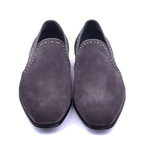 CORRENTE Grey Plain Suede Slip On With Studs