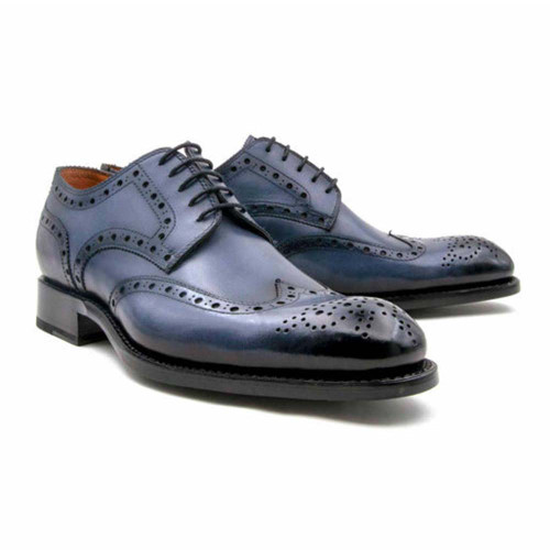 Ugo Vasare  Grey H and H Brogue Hand Burnished Wing Tip Shoes Ugo Vasare  Grey H and H Brogue Hand Burnished Wing Tip Shoes
