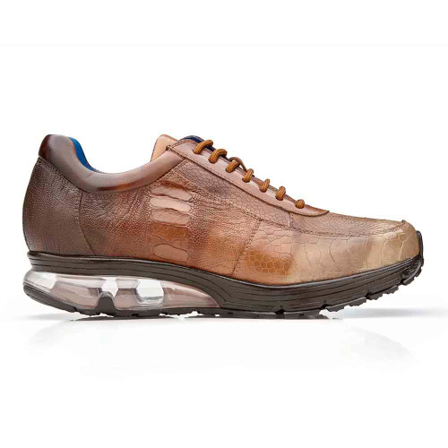 Belvedere George Men's Lace-Up Multi Rust Ostrich Leg Sneakers