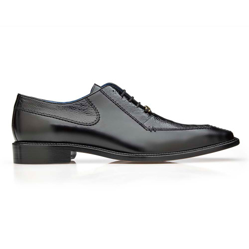 Belvedere Biagio Men's Split-Toe Oxfords Black Ostrich / Calf-Skin Leather Shoes