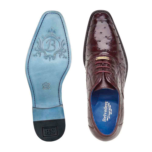 Belvedere Siena Ostrich Lace Up Shoes Navy