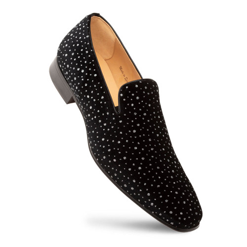 Mezlan Sera Cosmo Velvet Schwarze Herren-Slipper