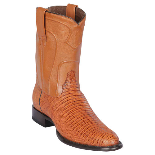 Los Altos Men's Genuine Lizard Teju Skin Honey Roper Toe Boot