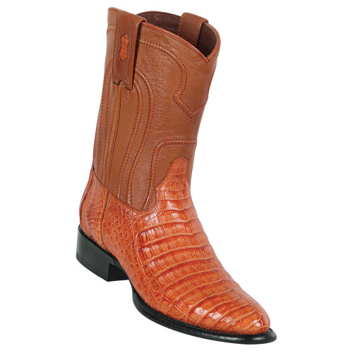 Los Altos Men's Original Caiman Belly Cognac Roper Toe Boots