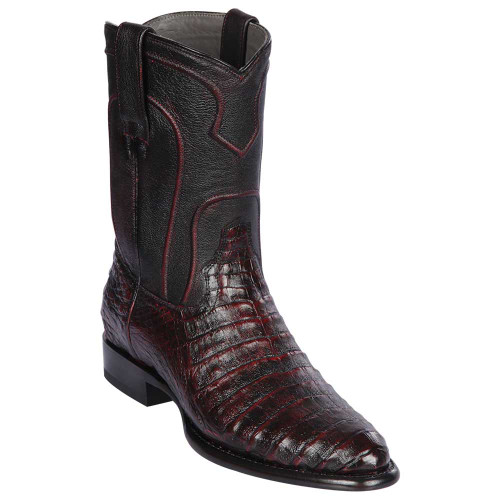 Original Caiman Belly Cherry Black Roper Toe-Stiefel für Herren von Los Altos