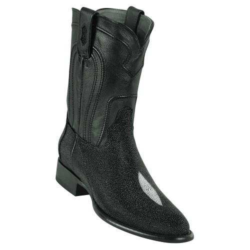Los Altos Men’s Genuine Single Stone Sting Ray Black Roper Toe Boots