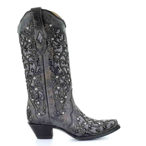 Corral Gray Glitter Inlay & Crystal Boots Corral Gray Glitter Inlay & Crystal Boots