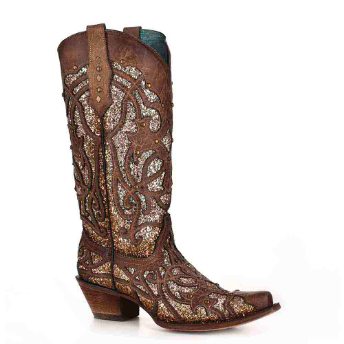 Corral Orix Gold Glitter Inlay & Studded Boots
