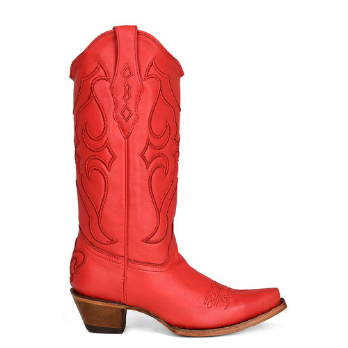 Corral Red Snip Toe Western Boots with Matching Stitch Pattern Corral Red Snip Toe Western Boots with Matching Stitch Pattern