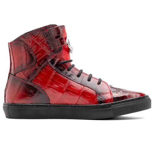 Mauri Golden Boy Baby Crocodile and Nappa Red High Top Sneakers Mauri Golden Boy Baby Crocodile and Nappa Red High Top Sneakers