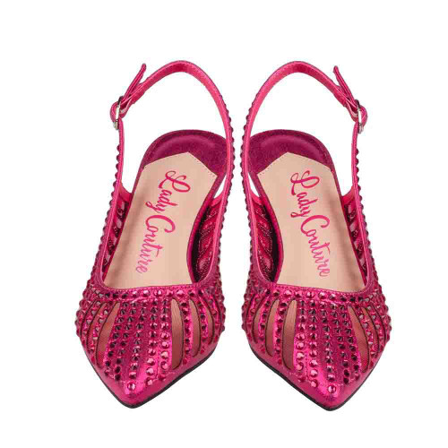 Lady Couture ROSITA Fuchsia Mesh Rhinestone Slingback with 2" Heel  Lady Couture ROSITA Fuchsia Mesh Rhinestone Slingback with 2" Heel