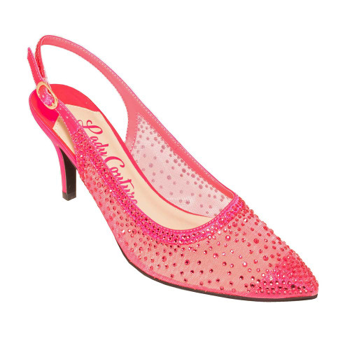 Lady Couture Lola Fuchsia Embellished Pointed Toe Slingback Pump with 3" Heel 