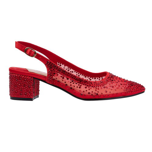 Lady Couture DEMI Red Rhinestone Mesh Slingback Block with 2.5-Inch Heel  Lady Couture DEMI Red Rhinestone Mesh Slingback Block with 2.5-Inch Heel