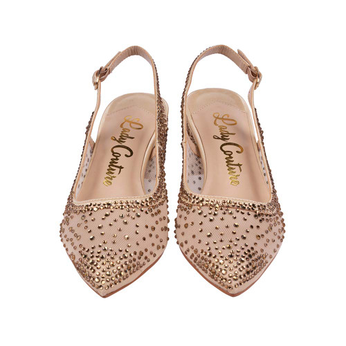 Lady Couture DEMI Gold Rhinestone Mesh Slingback Block with 2.5-Inch Heel  Lady Couture DEMI Gold Rhinestone Mesh Slingback Block with 2.5-Inch Heel