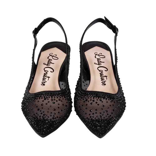 Lady Couture DEMI Black Rhinestone Mesh Slingback Block with 2.5-Inch Heel  Lady Couture DEMI Black Rhinestone Mesh Slingback Block with 2.5-Inch Heel