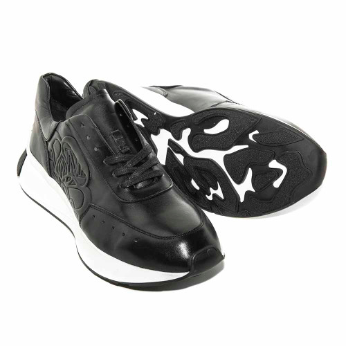 Sigotto uomo sneaker mode en cuir nappa souple italien noir