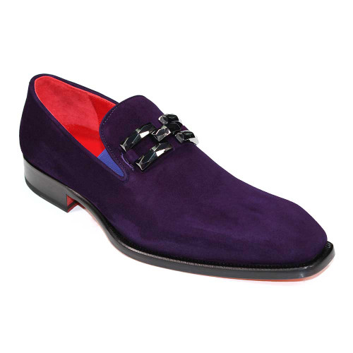 Emilio Franco Francesco Purple Suede Leather Loafers