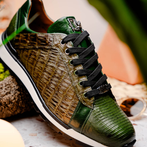 PORTICI Caiman Lizard Green/Olive Sneakers