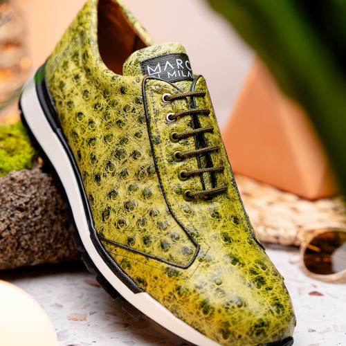 SCANNO Ostrich Antique Green Fashion Sneakers