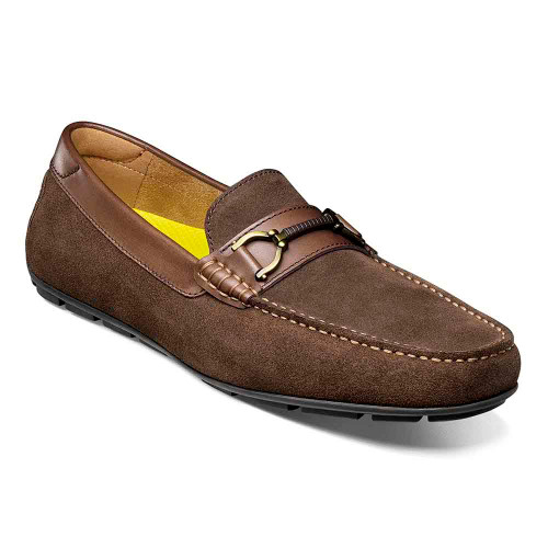 Florsheim - Chaussures Driver en daim et cuir marron à bout mocassin