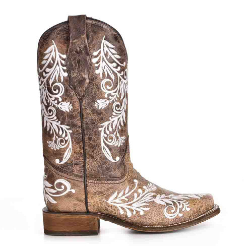 Corral Western Glow-in-the-Dark Square Toe Brown Embroidered Boots Corral Western Glow-in-the-Dark Square Toe Brown Embroidered Boots