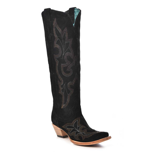 Corral Damen-Stiefel aus schwarzem Wildleder mit Stickerei