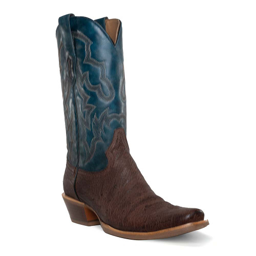 Corral Western-Zehenstiefel für Herren in Braun und Marineblau mit Straußenmotiv