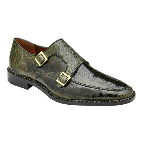 Belvedere Valiente Herren-Loafer mit doppeltem Monk-Strap und echtem Wald-Straußenmuster