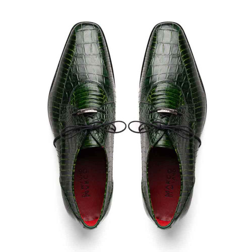 Marco Di Milano Moncalieri Dress Derby Green Alligator and Cobra Shoes