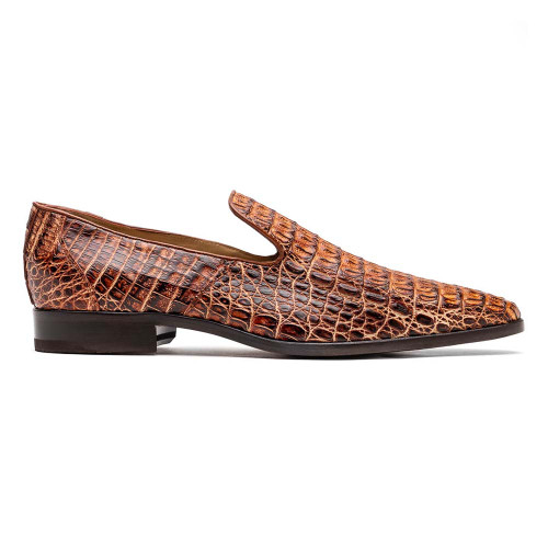 Marco di milano trento chaussures à enfiler en crocodile cognac rustique caïman