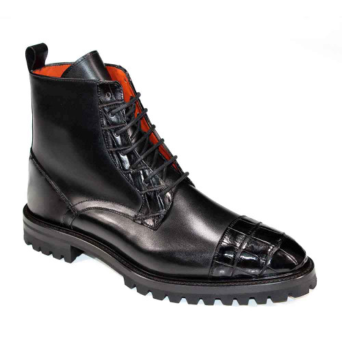 Fennix Bastian Black Alligator/Calf Leather Exotic Boots