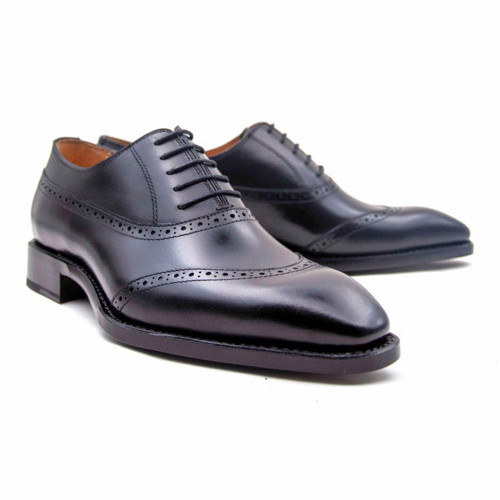 Ugo Vasare Victor Black U-Wing Pointed Toe Derby Shoes